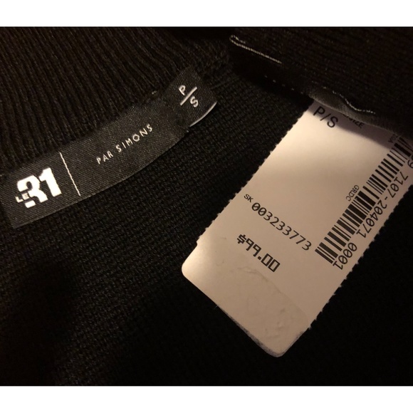 Black merino wool blend zip up mock neck retro cardigan NWT - Picture 4 of 8